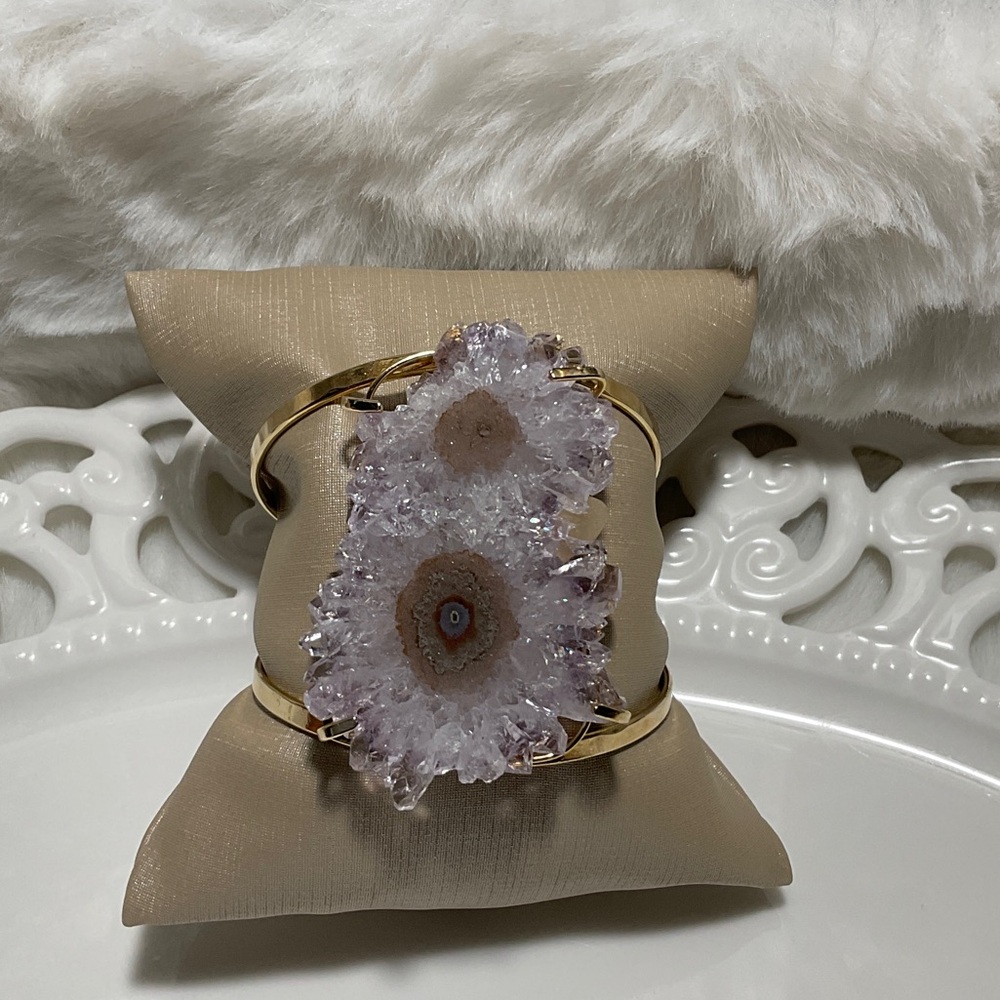 Amethyst Geode Gold Cuff Bracelet